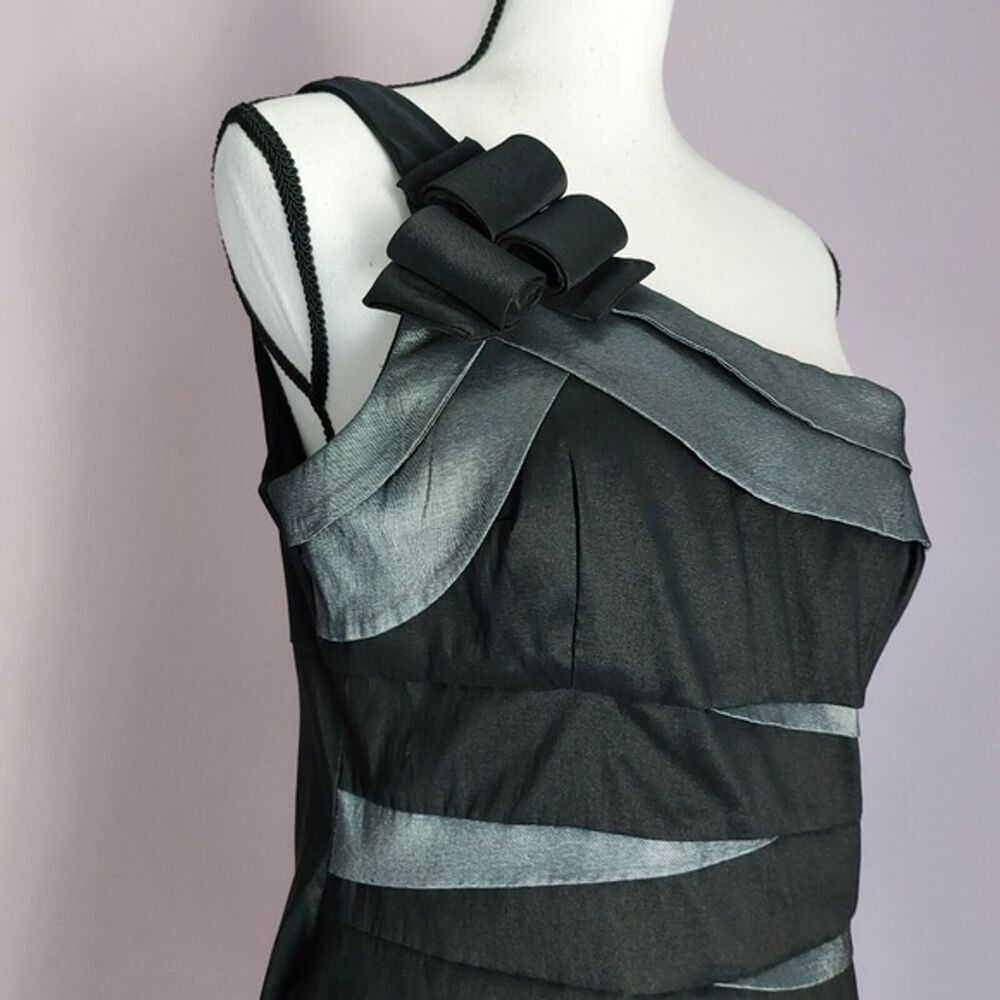 Scarlett One Shoulder Cocktail Dress Black Silver Gray Sheath Bodycon Size 12 - Picture 5 of 12